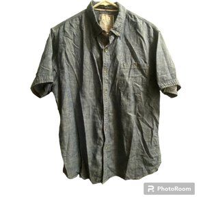 MBX Denim Wear Slim Fit‎ Short Sleeve Button Down Men's XL Blue Floral Print